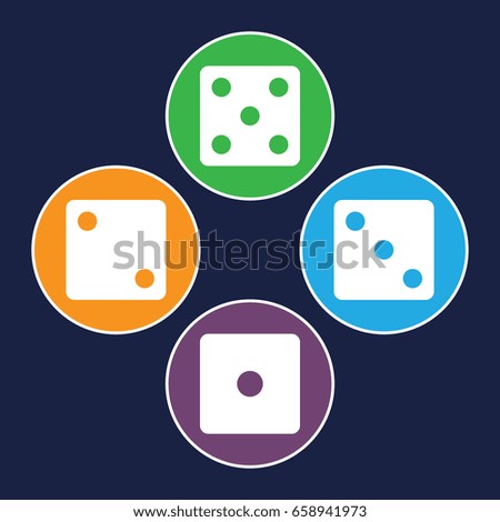 Dice icons set. set of 4 dice filled icons such as