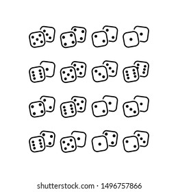 Dice icons set on white background