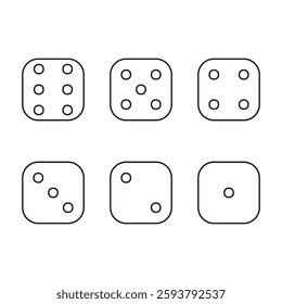 Dice icons set. Simple outline dice. Random number shapes. Vector illustration. EPS 10.