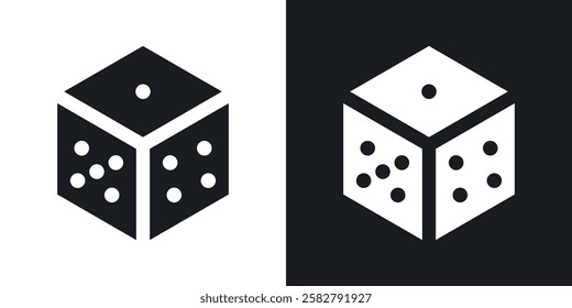 Dice icons set vectors black and colored style