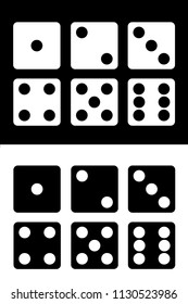 Dice icons set white and black background. vector illustration