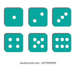 Dice icons vector template. Different numbers of dots or pips from 1 to 6. Dice playing hazard gamble. illustration