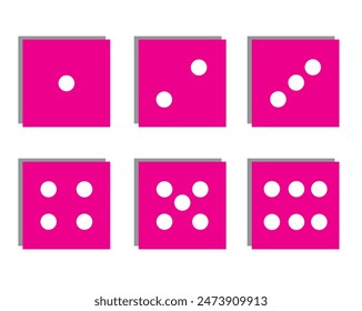 Dice icons vector template. Different numbers of dots or pips from 1 to 6. Dice playing hazard gamble. illustration