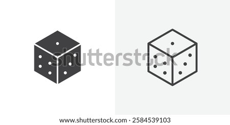 Dice icons vectors illustrations in black fill and liner versions