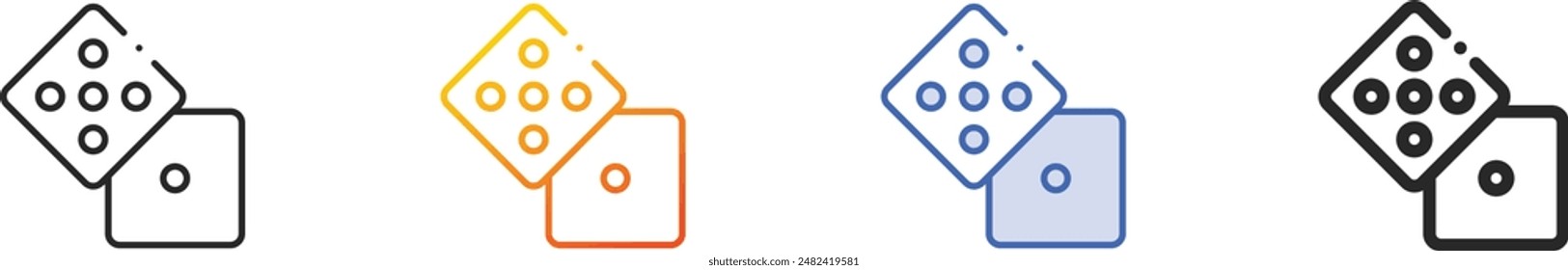 dice icon.Thin Linear, Gradient, Blue Stroke and bold Style Design Isolated On White Background