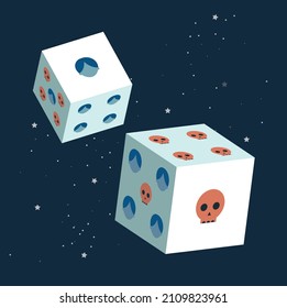 Dice illustration showing risk, luck uncertainty in life and death decision moral decision making