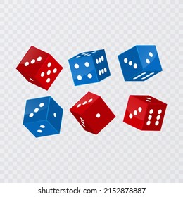 Dice Isolated 3d Objects Of Vector Gambling Games Design, Casino, Craps And Poker, Tabletop Or Board Games. Realistic White Cubes With Random Numbers