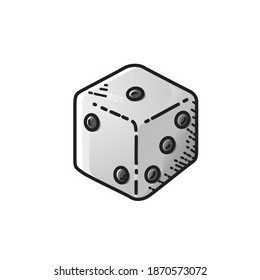 Dice aislado en el fondo blanco. Ilustración vectorial del concepto de juego