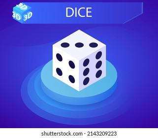 Dice isometric design icon. Vector web illustration. 3d colorful concept