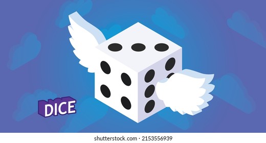 Dice el icono de diseño isométrico. Ilustración web de vectores. 3.ª colorida concepción