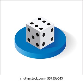 Dice, Isometric icon. Isolated on white background. Vector illustration