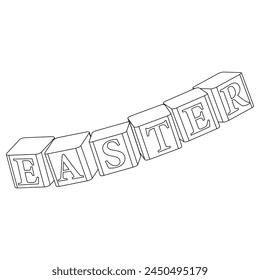 Dice labeled Easter. Childrens coloring books. Vector contour drawing