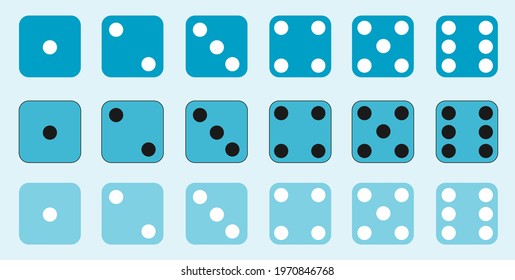 Dice, a large set of blue dice. Vector illustration. Vector.
