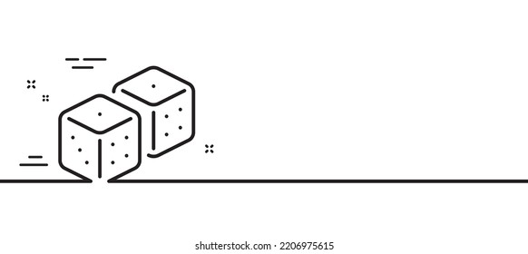 Dice line icon. Board game cube sign. Casino gambling symbol. Minimal line illustration background. Dice line icon pattern banner. White web template concept. Vector