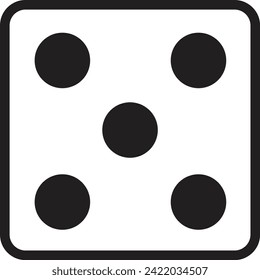 Icono de la línea de dados. Casino Dice con cinco puntos, bordes redondos sobre fondo transparente. Símbolo de emoción material editable. Logo de la pasión. Apuestas para equipos de casino. Icono de dados para el jugador de juegos de fortuna.