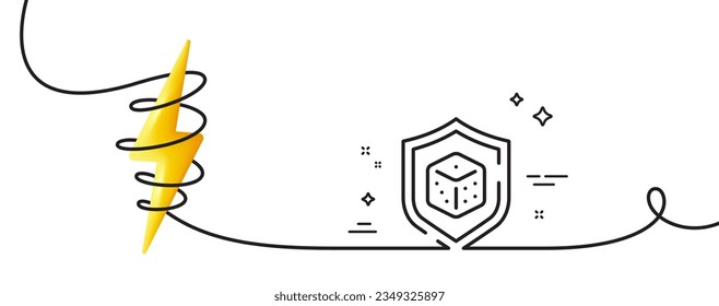Symbol der Würfel-Linie. Kontinuierlich eine Linie mit curl. Brettspiel Würfel Zeichen. Casino-Spielsymbol. Würfeln Sie ein einzelnes Rahmenband. Loop-Kurve mit Energie. Vektorgrafik