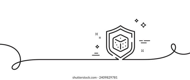 Dice line icon. Continuous one line with curl. Board game cube sign. Casino gambling symbol. Dice single outline ribbon. Loop curve pattern. Vector