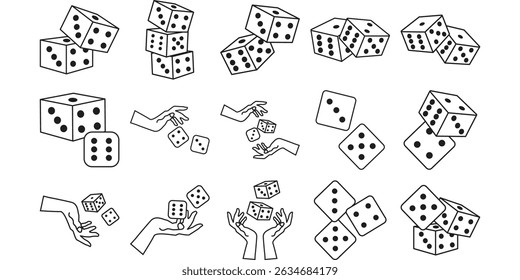 Dice Line Icon Set Element
