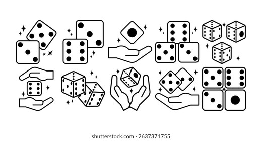 Dice Line Icon Vector Collection