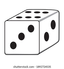 dice line vector illustration,isolated on white background,top view
