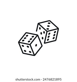 Dice linear icon. Line customizable illustration. Contour symbol. Vector isolated outline drawing. Editable stroke