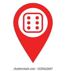 Dice and location pin on white