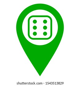 Dice and location pin on white