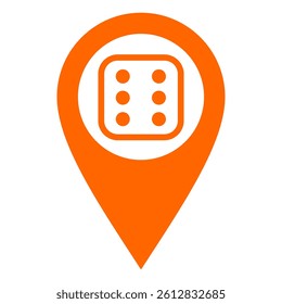 Dice and location pin on white