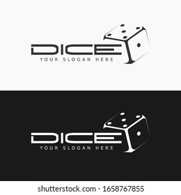 Dice Logo Editable Vector Illustration. Black And White Icon, Positive Negative Version. Minimal Modern Style. App, Gaming, Brand Identity, Casino Games Concept