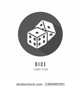 Dice logo. Illustration of dice in flat. Stock vector.