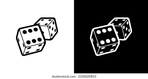 Dice logo on white and black background in isometric style for print and design. Vector illustration. svg