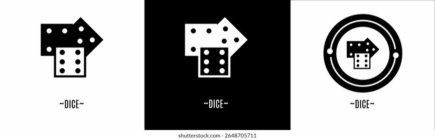 Dice logo set. Collection of black and white logos. Stock vector.