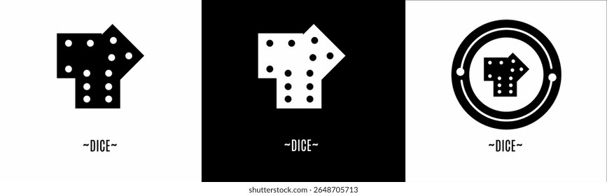 Dice logo set. Collection of black and white logos. Stock vector.