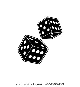 Logotipo de Dados, Imagem de Símbolo de Dados, Ícone de Cubo de Dados Vetor Preto e Branco, Jogo, Símbolo de Chance, Vetor de Imagem de Jogo de Dados.