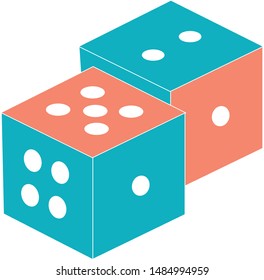 Dice ludo game trendy icon on white background for web graphic