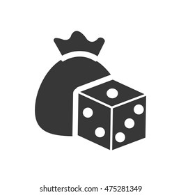dice money bag casino vegas icon. Flat and Isolated design. Vector illustration