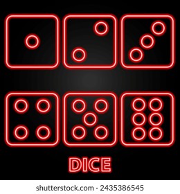 dice neon sign, modern glowing banner design, colorful modern design trend on black background. Vector illustration.