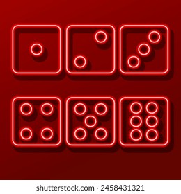 dice neon sign, modern glowing banner design, colorful modern design trend on black background. Vector illustration.