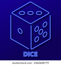 dice neon sign, modern glowing banner design, colorful modern design trend. Vector illustration.