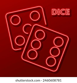 dice neon sign, modern glowing banner design, colorful modern design trend. Vector illustration.