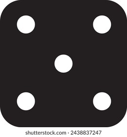 Dice number five icon isolated on black background