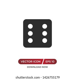 Dice number six vector icon in modern design style for web site and mobile app