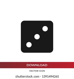 Dice number three icon in modern design style for web site and mobile app
