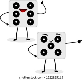 dice with numbers five and six funny and cute objects for board games on a white background