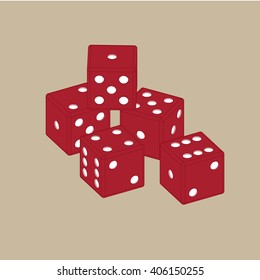 Dice on a background caraft paper. Casino. Vintage background.