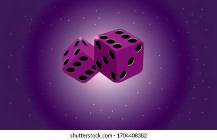 
dice on the background of stars