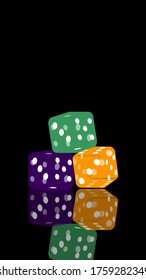 Dice on black background. Modern screen vector design for mobile app