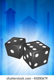 Dice on Blue Arrow Background Original Vector Illustration