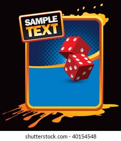 dice on grunge style splat background