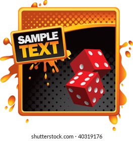 dice on grunge style splat background